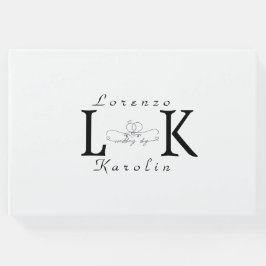 Vit Bröllopsmonogram Enkel Elegant Minimalistisk Gästböcker