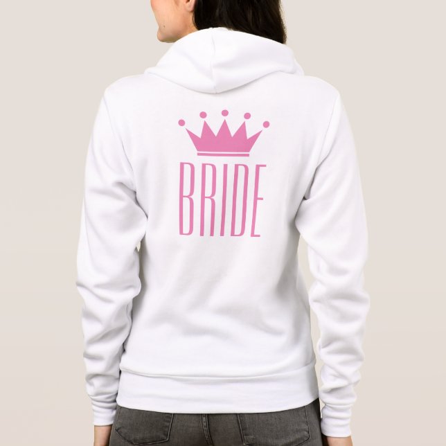 Vit brud med rosa krona design t shirt (Baksida)