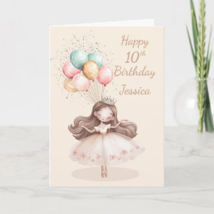 Vit, brunhårig ballerina 10-årsdag * kort