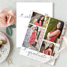 Vit budget Studenten 4 Photo Grått Script Inbjudan