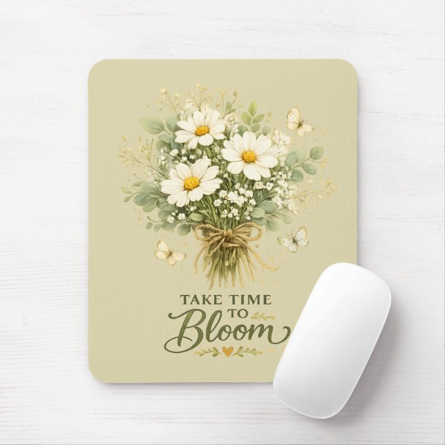 Vit bukett av vilda blommor musmatta (Med mus)
