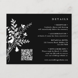 Vit bukett av vilda blommor Svarta bröllopsdetalje Tilläggskort