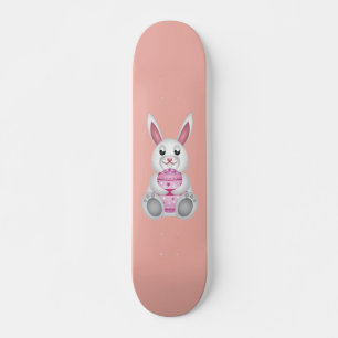 Vit bunke med Påskägg Mini Skateboard Bräda 18,5 Cm