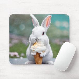 Vit Bunny åt en isgräddgummi Musmatta