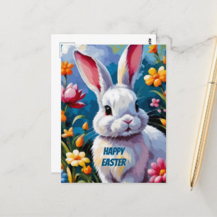 Vit Bunny, berömd av Vibrant Flowers Vykort