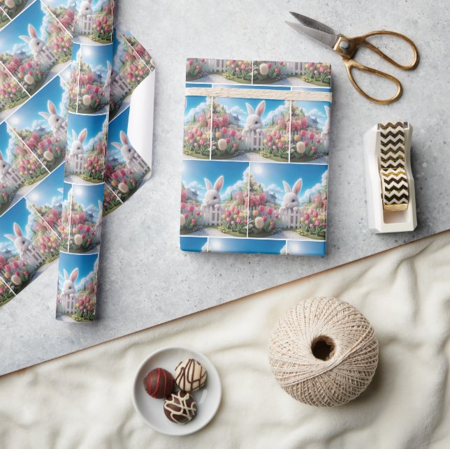 Vit Bunny i Vår Garden Presentpapper (Hantverk)