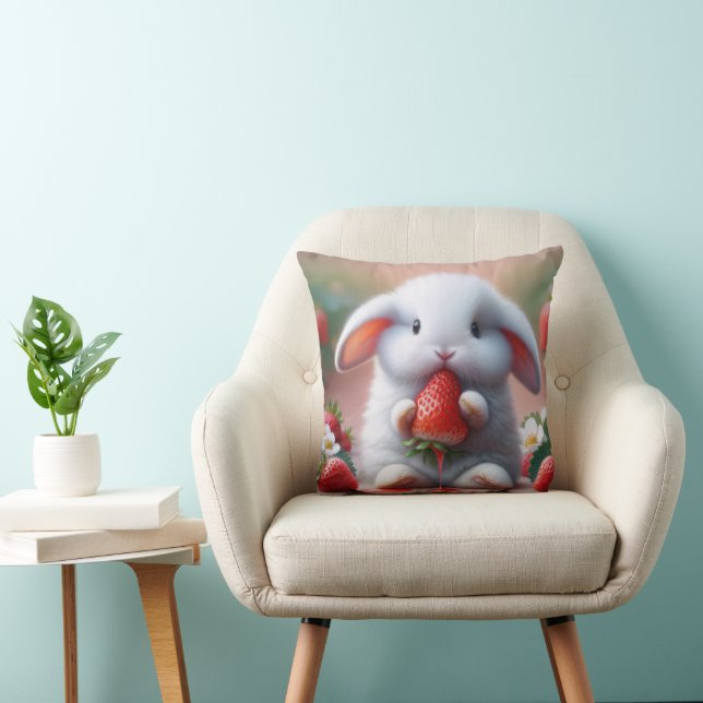 Vit Bunny med juicy Strawberry Kudde (Stol)