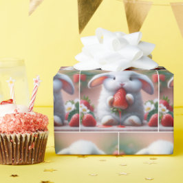 Vit Bunny med juicy Strawberry Presentpapper