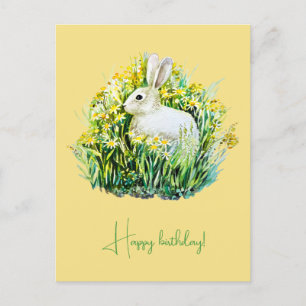 Vit bunny och blommor vykort