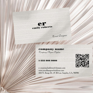 Vit burlap linned QR-kod visitkort