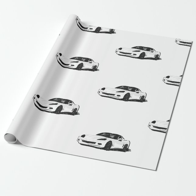 Vit C6 Korvette Wrapping Papper Presentpapper (Utrullad)