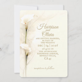 Vit Calla Lili Vattenfärg Blommig Enkel Bröllop Inbjudningar
