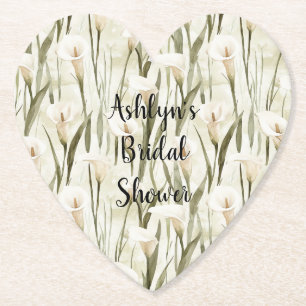 Vit Calla Lily Blommig Bröllopsdusch Underlägg Papper