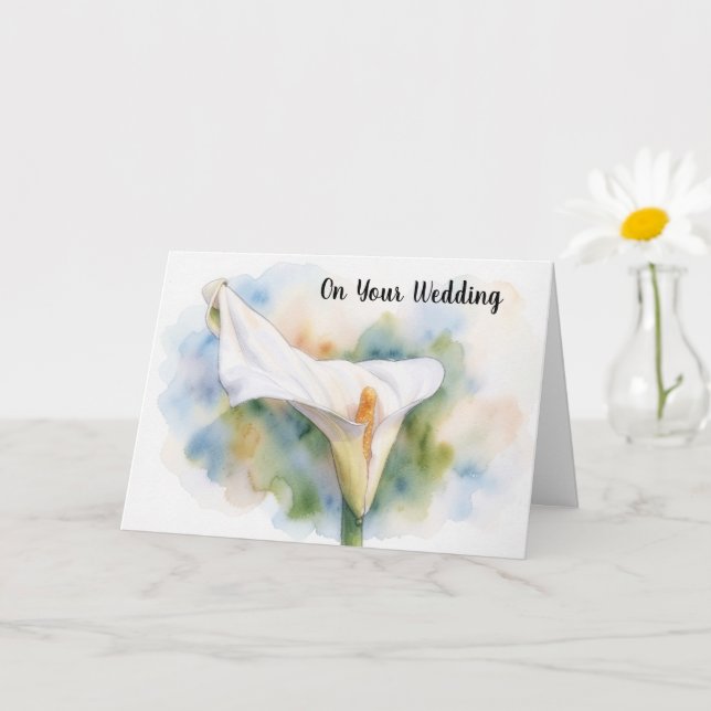 Vit Calla Lily Konst Bröllopskort Kort (Liten växt)