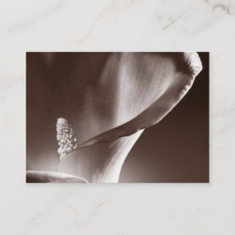 Vit Calla Lily, svart bakgrund Visitkort