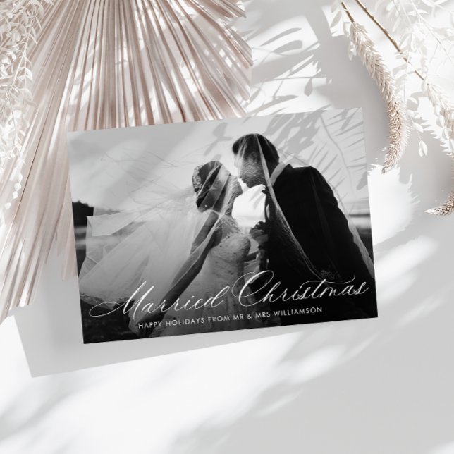 vit calligraphy helgdag bröllop julkort (Skapare uppladdad)