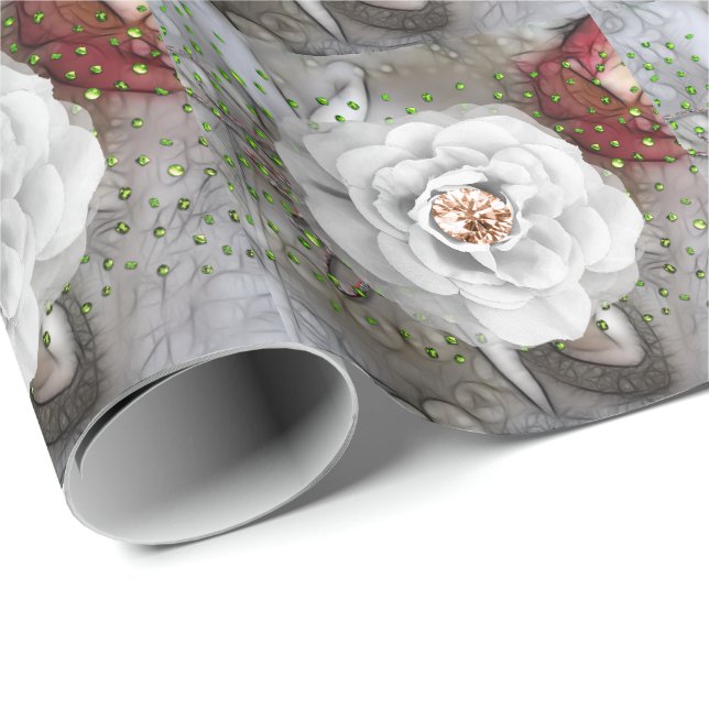 Vit Camelia Presentpapper (Rullad Hörn)