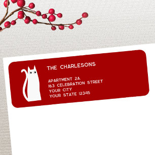Vit Cat Red-Returadress Returadress Etikett
