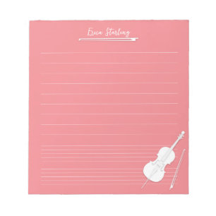 Vit cello personlig musiklektion Rosa Anteckningsblock