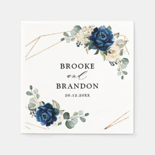 Vit champagne från Guld, ivoriskt Geometric Bröllo Pappersservett