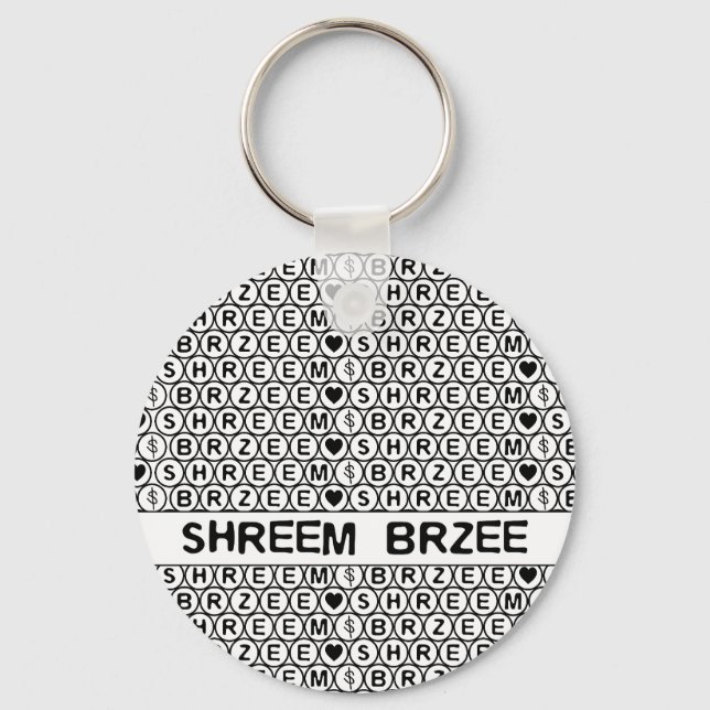Vit chanten Shreem Brzee pengar mantra Nyckelring (Framsida)