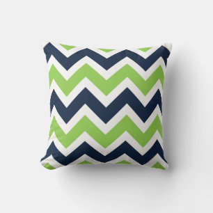 Vit Chevron Mönster Pillow, blå Grönt Kudde