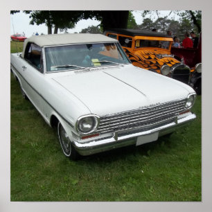 vit chevy 1963 nova med kromframvy poster