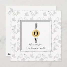 Vit chic av julsvart blommigt i guld julkort