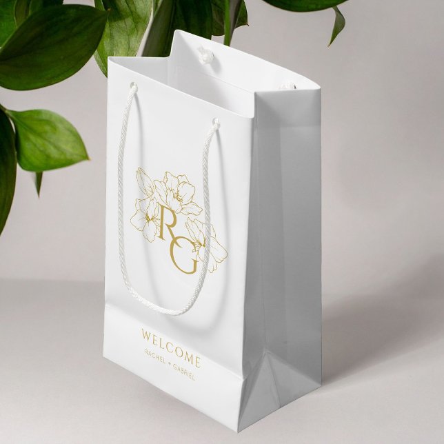 Vit | Chic Faux Guld Monogram Välkommen Bröllop (Skapare uppladdad)