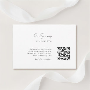 Vit Chic minimalistisk blomster-QR- bröllops-RSV OSA Kort
