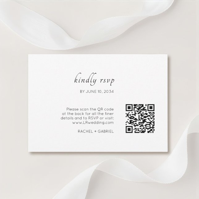 Vit | Chic minimalistisk blomster-QR- bröllops-RSV OSA Kort (Skapare uppladdad)