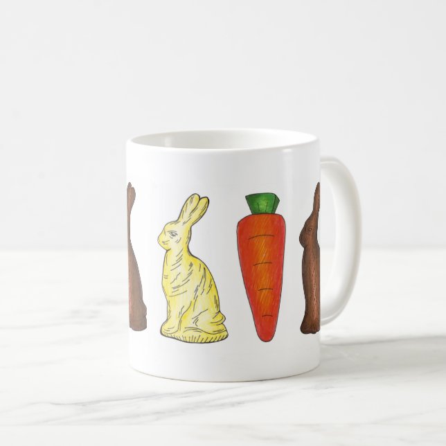 Vit choklad Påskhare Rabbit Carrot Candy Kaffemugg (Framsida höger)