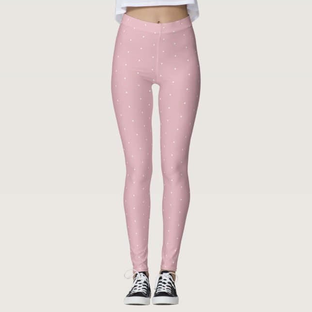 Vit cirklar pricker den bästa moderna rodna rosa leggings (Framsida)