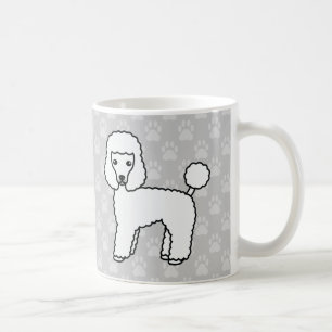 Vit Coat Toy Poodle Hund Serieteckningar På Grått Kaffemugg