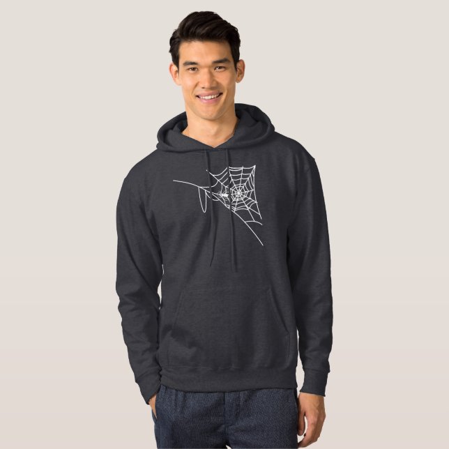 vit cobweb och spinder, halloween hoodie (Hel framsida)