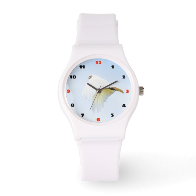 Vit Cockatoo under flygning Armbandsur (Framsida)