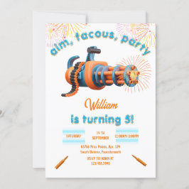 Vit Coola Nerf Krig Party Top Gun 5:e födelsedagen Inbjudningar