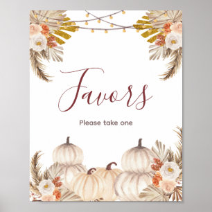 Vit Crème Pumpa Blommig Akvarell Tacksymbol Poster