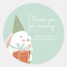 vit. Cute Bunny Birthday Tack Runt Klistermärke