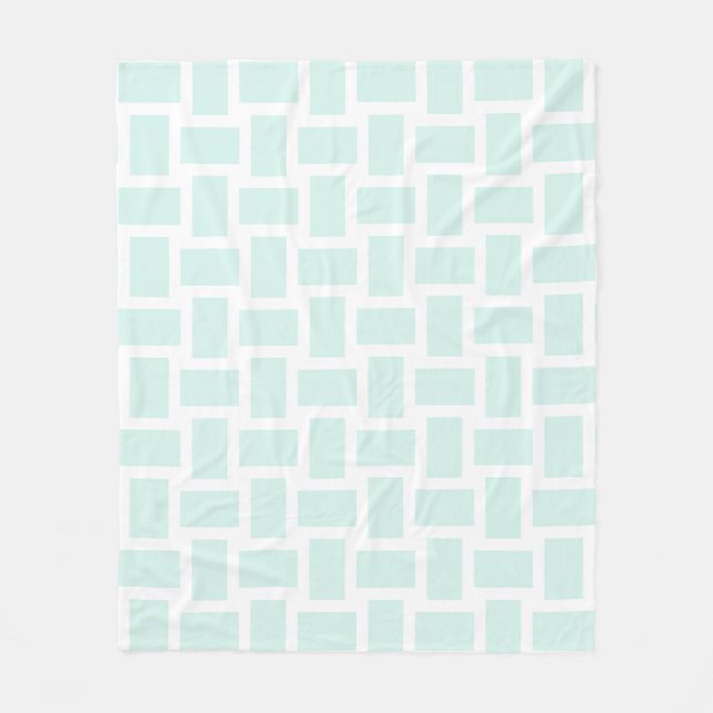 Vit & Cyan Grön Pastell Vävd Design Fleecefilt (Framsidan)