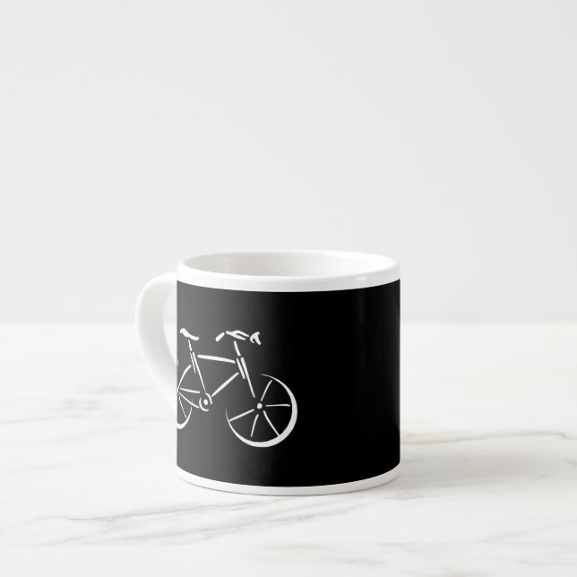 Vit cykel espressomugg (Framsida vänster)