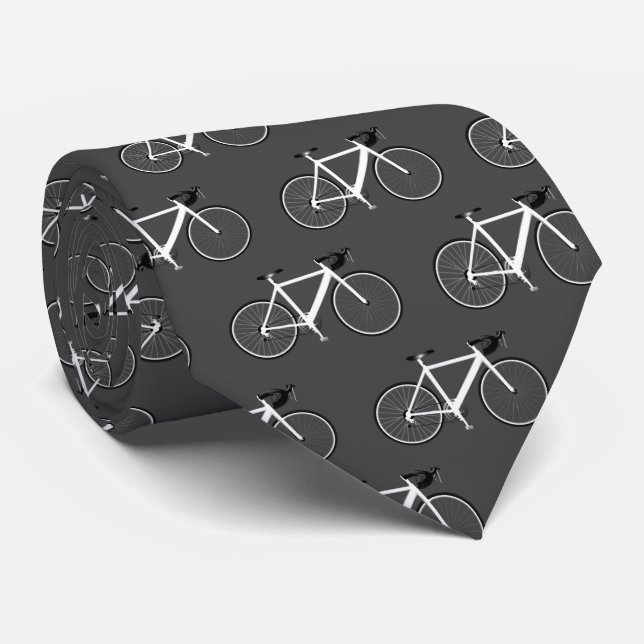 Vit cykel på Grått Slips (Rullad)