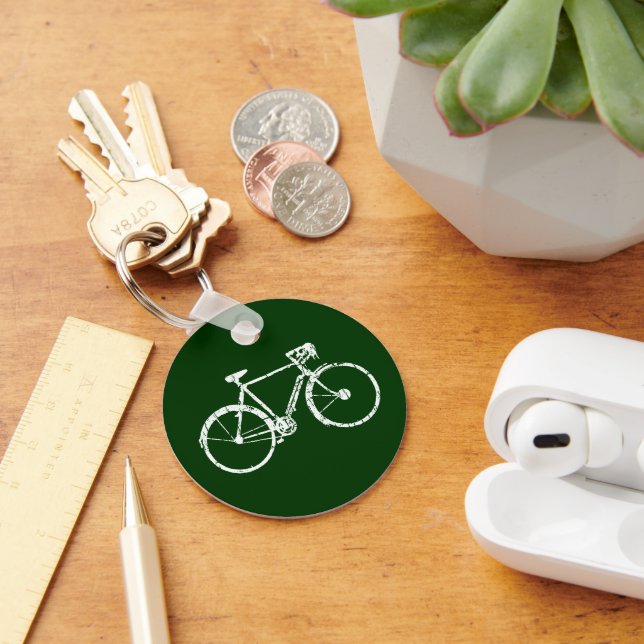 Vit cykel på Grönt Nyckelring (Skrivbord)