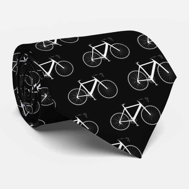 Vit cykel på svart slips (Rullad)