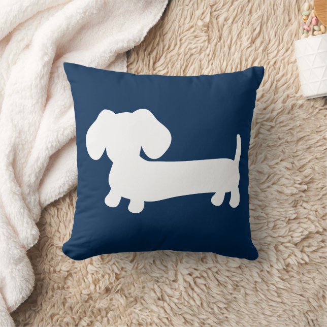 Vit Dachshund-marionett på marinfyllnadens mellanr Kudde (Filt)