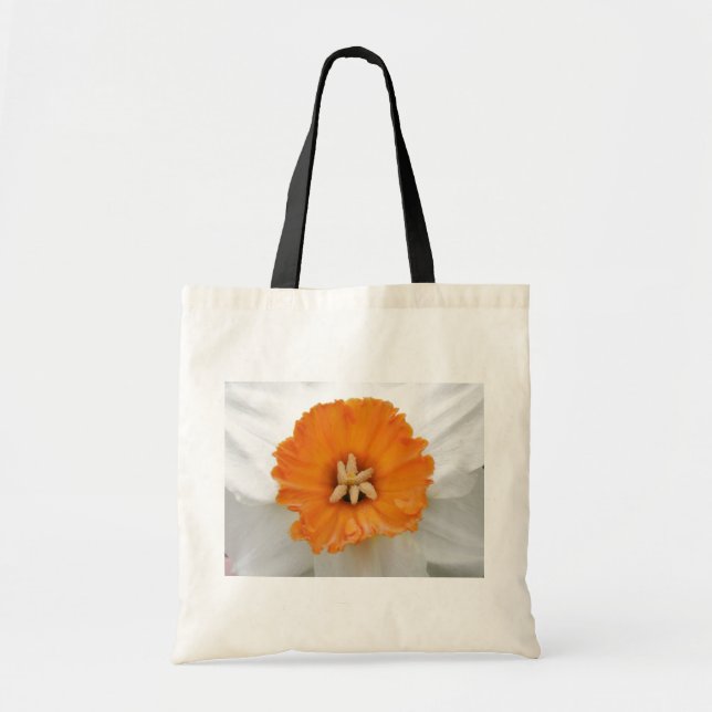 Vit daffodil Tote Bag Tygkasse (Framsidan)