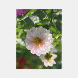 Vit dahlia i trädgårdsfotot fleecefilt