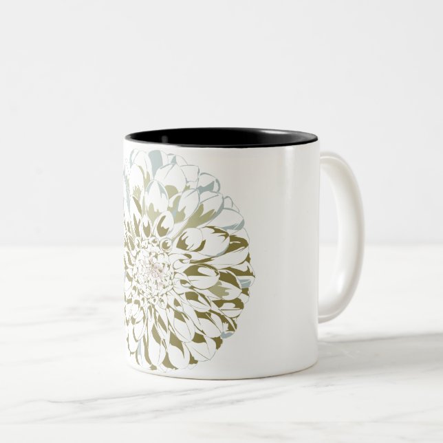 Vit Dahlia Kaffemugg (Framsida höger)