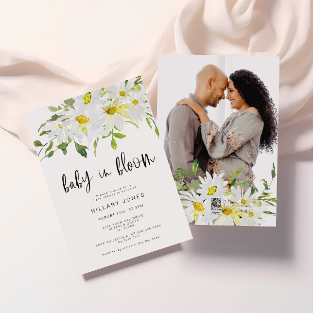 Vit Daisy | Baby i blommigtens babydusch i bloom Inbjudningar (Skapare uppladdad)