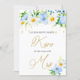 Vit Daisy blå Blommigt anger hur många Kisses-spel Inbjudningar